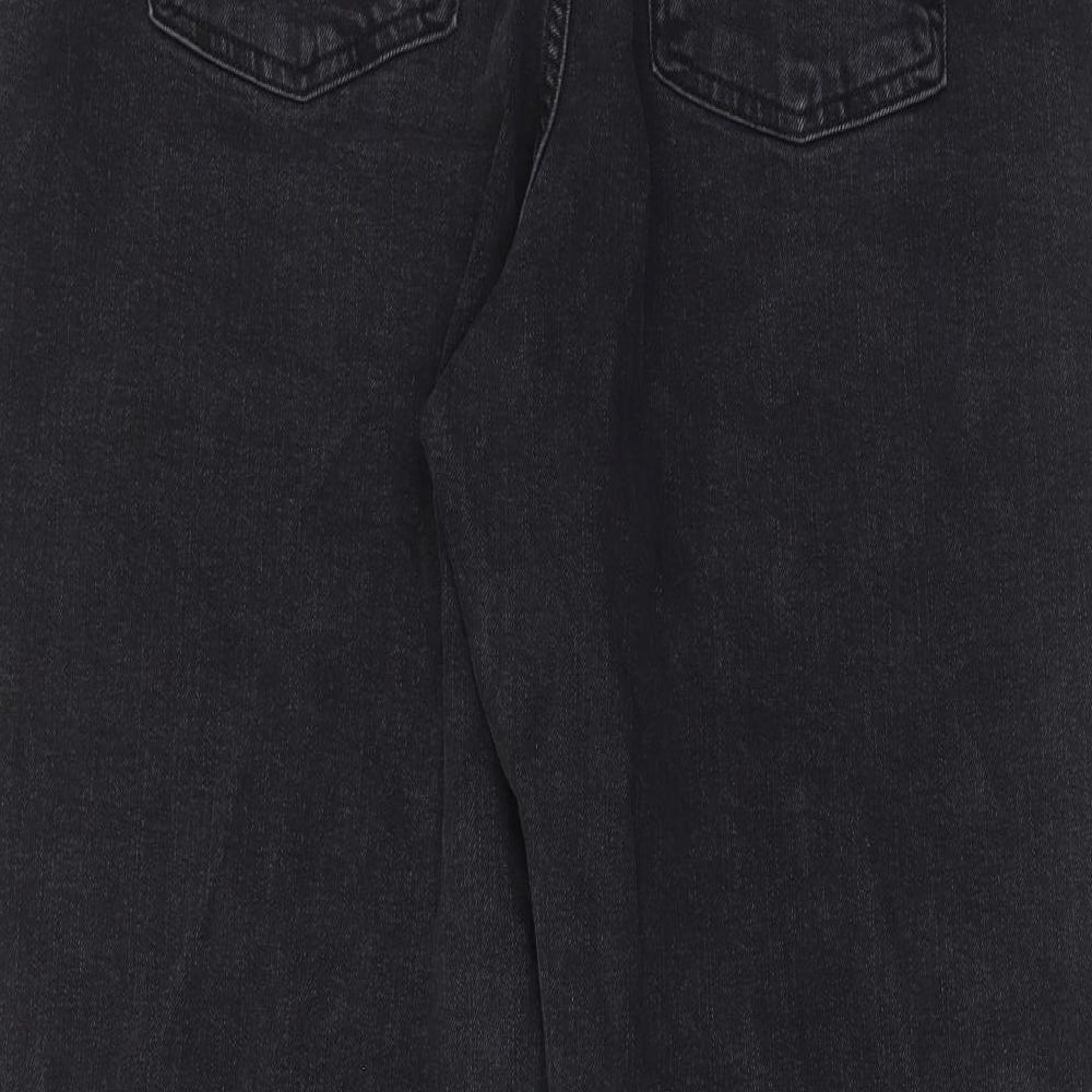Marks and Spencer Womens Black Cotton Mom Jeans Size 18 L29 in Regular Zip - Pockets, Belt Loops