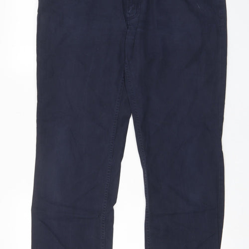 Ben Sherman Mens Blue Cotton Chino Trousers Size 34 in L32 in Regular Zip - Pockets, Belt Loops, Logo
