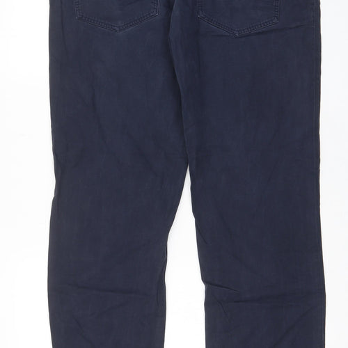Ben Sherman Mens Blue Cotton Chino Trousers Size 34 in L32 in Regular Zip - Pockets, Belt Loops, Logo