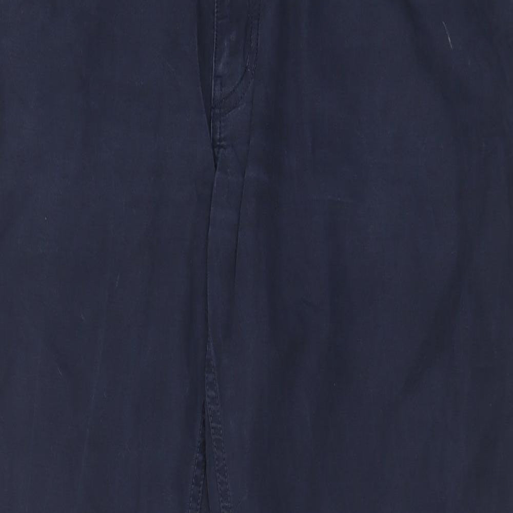 Ben Sherman Mens Blue Cotton Chino Trousers Size 34 in L32 in Regular Zip - Pockets, Belt Loops, Logo