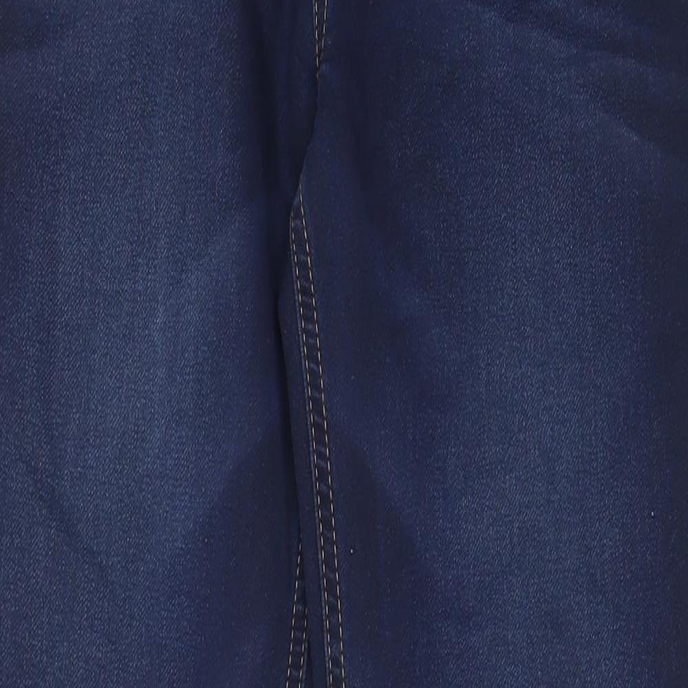 George Boys Blue Cotton Straight Jeans Size 12-13 Years L29 in Regular Zip - Pockets, Belt Loops, Adjustable waist
