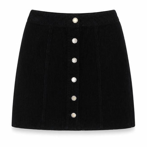 Miss Selfridge Womens Black Cotton A-Line Skirt Size 6 Button