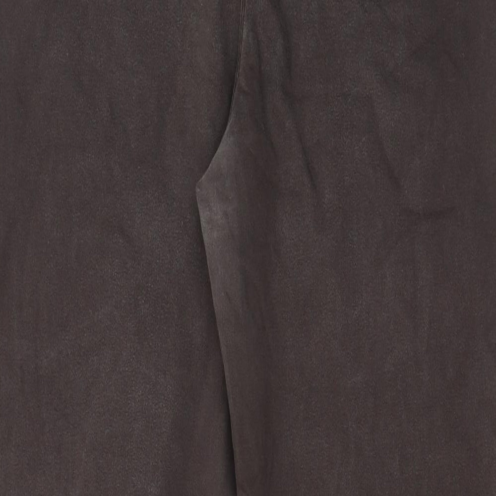 Marks and Spencer Womens Brown Cotton Straight Jeans Size 14 L25 in Regular Zip - Cropped, Pockets, Studs