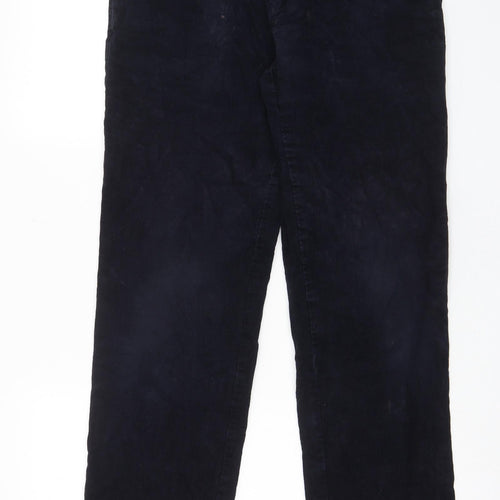 Marks and Spencer Mens Blue Cotton Trousers Size 32 in L31 in Regular Zip - Pockets, Belt Loops