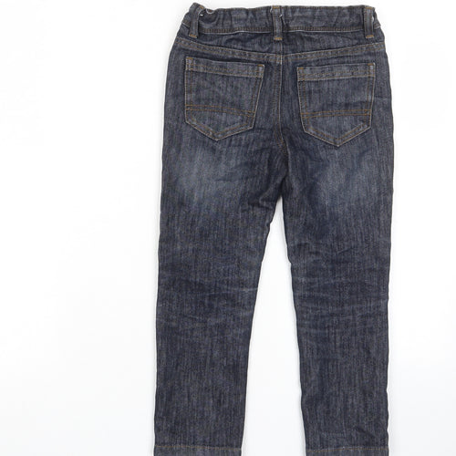 Denim & Co. Boys Blue Cotton Straight Jeans Size 5-6 Years Regular Zip - Pockets, Belt Loops