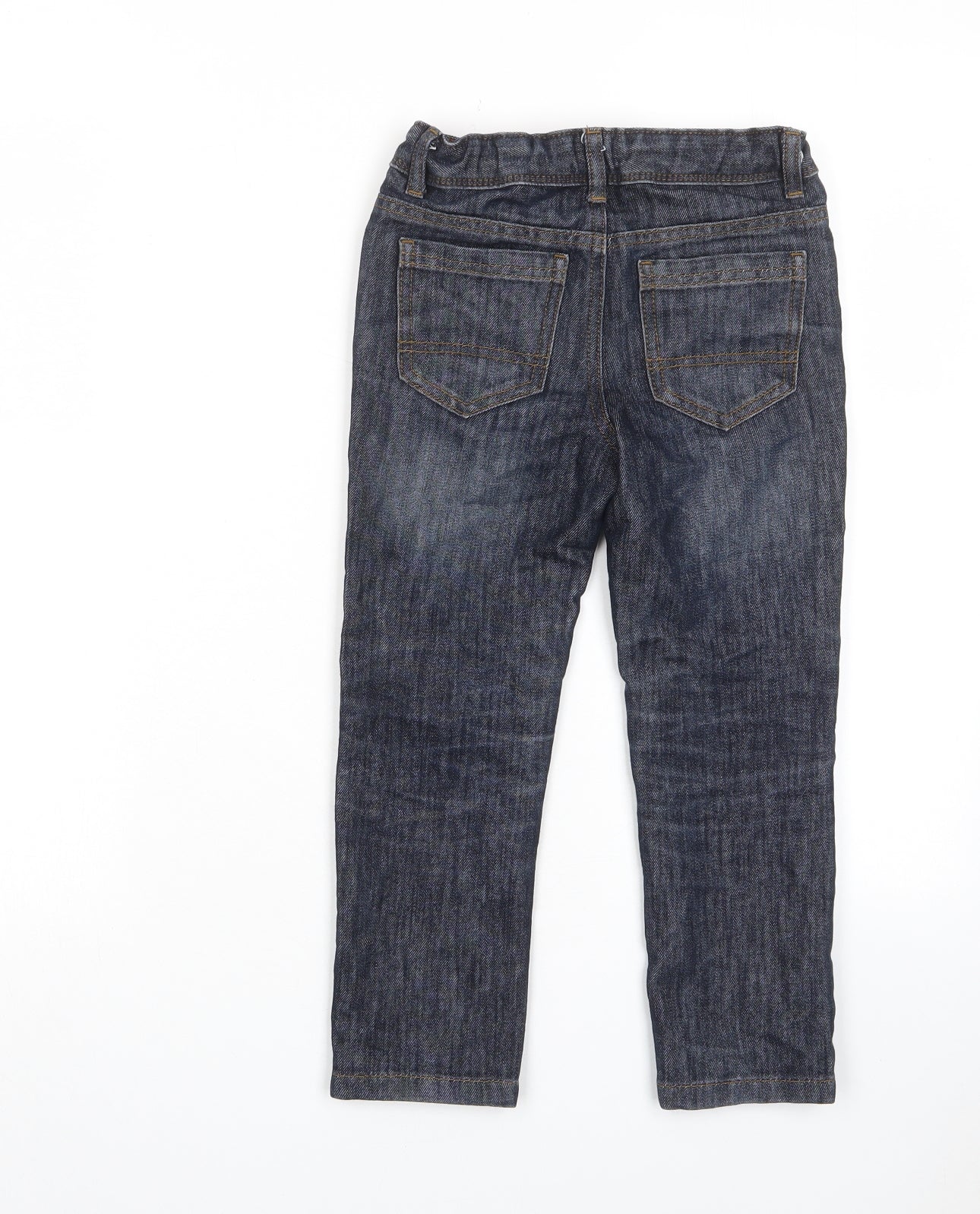 Denim & Co. Boys Blue Cotton Straight Jeans Size 5-6 Years Regular Zip - Pockets, Belt Loops