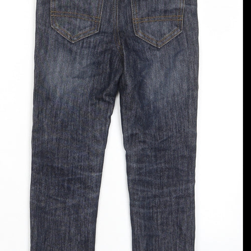 Denim & Co. Boys Blue Cotton Straight Jeans Size 5-6 Years Regular Zip - Pockets, Belt Loops