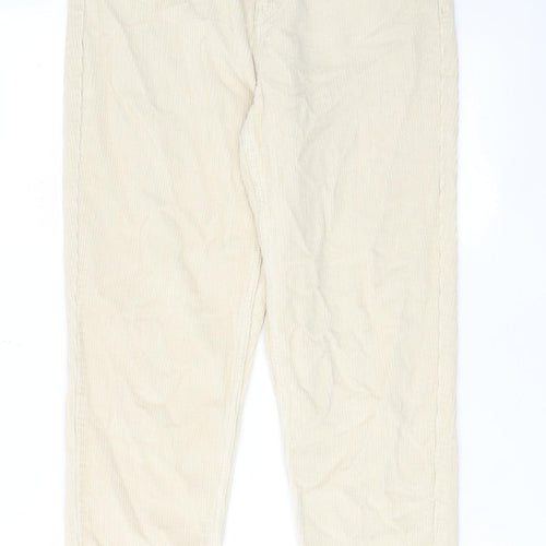 Topshop Womens Ivory Cotton Trousers Size 28 in L30 in Regular Zip - Pockets, Belt Loops