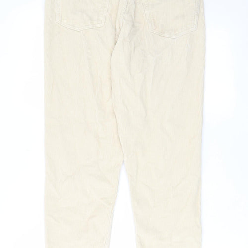 Topshop Womens Ivory Cotton Trousers Size 28 in L30 in Regular Zip - Pockets, Belt Loops