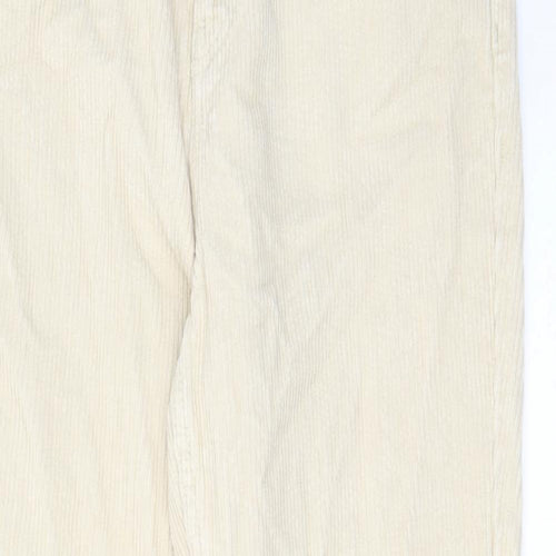 Topshop Womens Ivory Cotton Trousers Size 28 in L30 in Regular Zip - Pockets, Belt Loops
