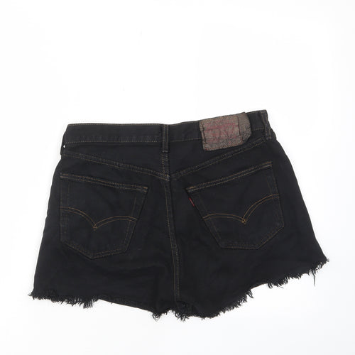 Levi's Womens Black Cotton Basic Shorts Size 10 Regular Zip - Pockets, Belt Loops, Logo