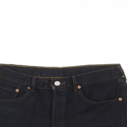 Levi's Womens Black Cotton Basic Shorts Size 10 Regular Zip - Pockets, Belt Loops, Logo