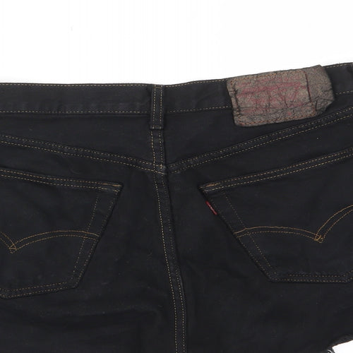 Levi's Womens Black Cotton Basic Shorts Size 10 Regular Zip - Pockets, Belt Loops, Logo