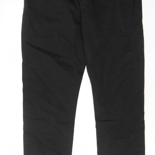 Johnny Big Mens Black Cotton Chino Trousers Size 36 in L29 in Regular Zip - Pockets, Belt Loops