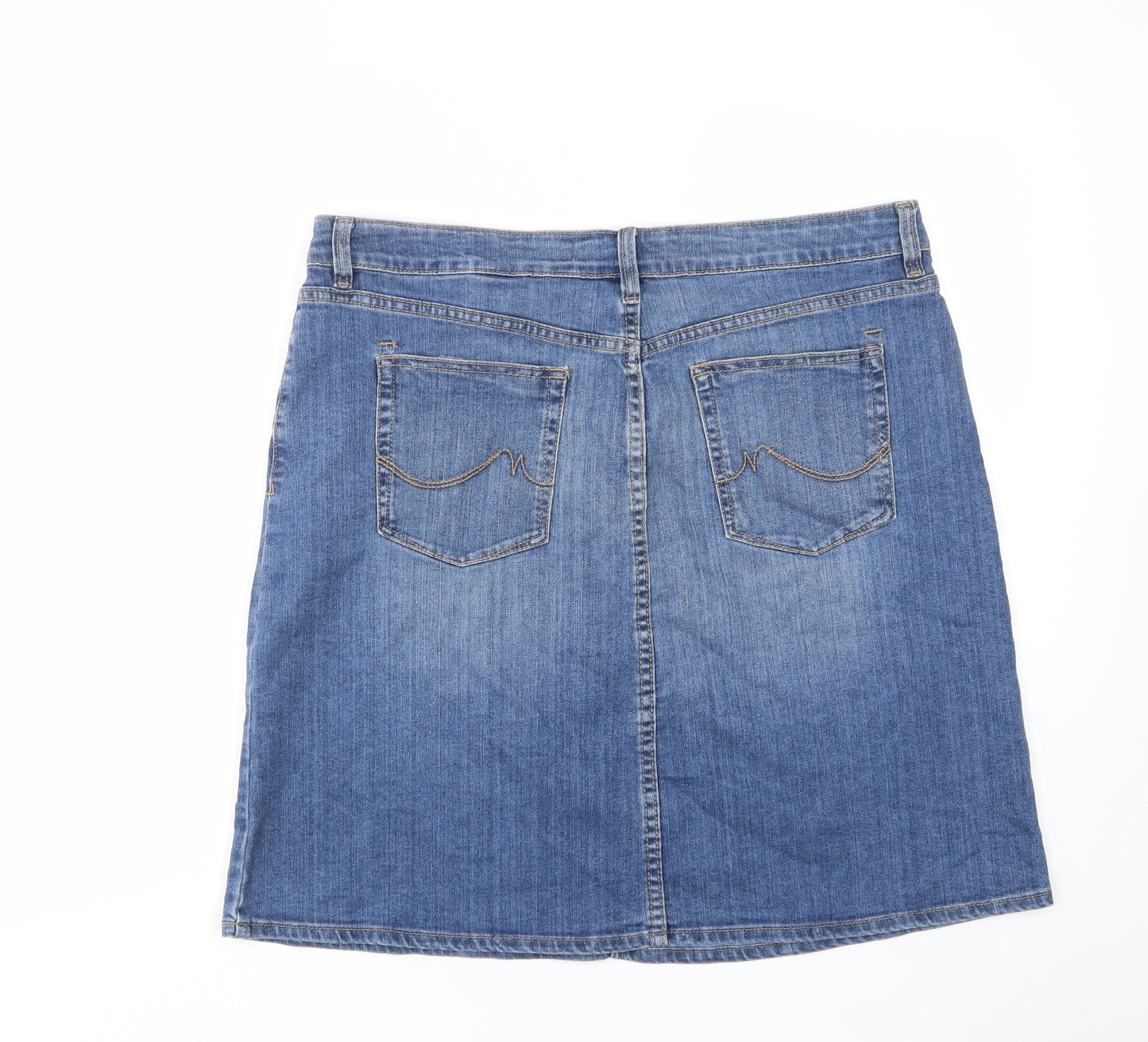 NEXT Womens Blue Cotton A-Line Skirt Size 18 Zip - Pockets, Belt Loops