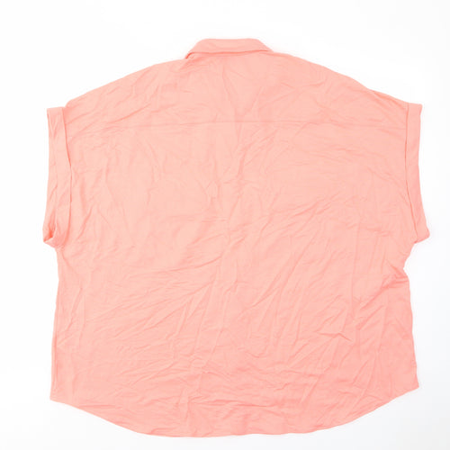 Marks and Spencer Womens Pink Viscose Basic Button-Up Size 22 Collared - Pocket