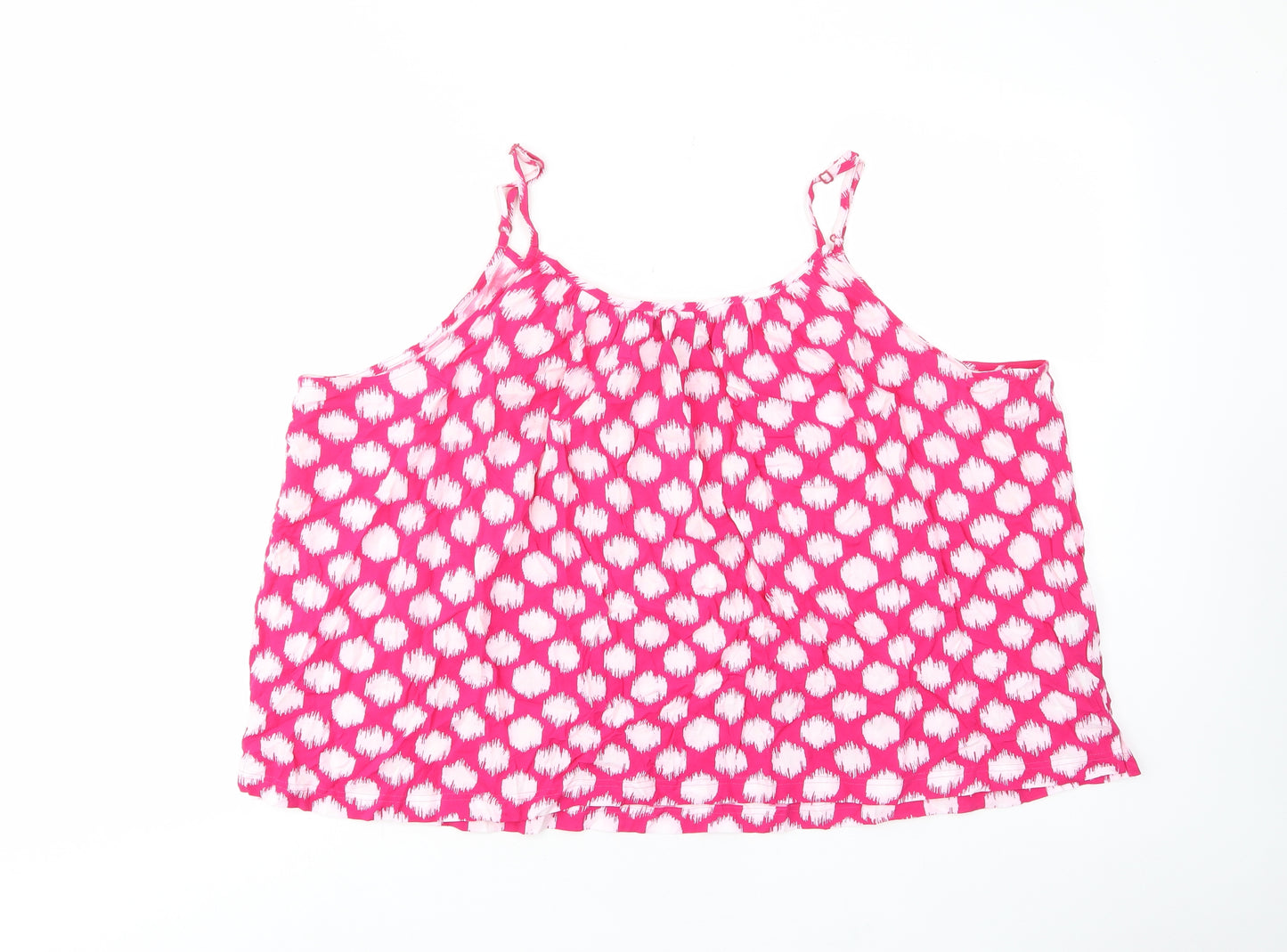 Marks and Spencer Womens Pink Geometric Viscose Camisole Tank Size 24 Scoop Neck - Straps, Pleated