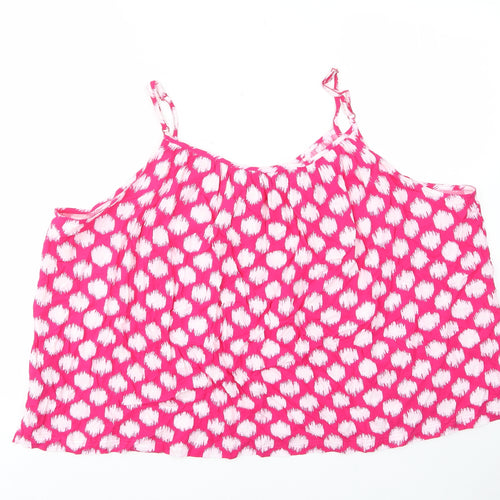 Marks and Spencer Womens Pink Geometric Viscose Camisole Tank Size 24 Scoop Neck - Straps, Pleated