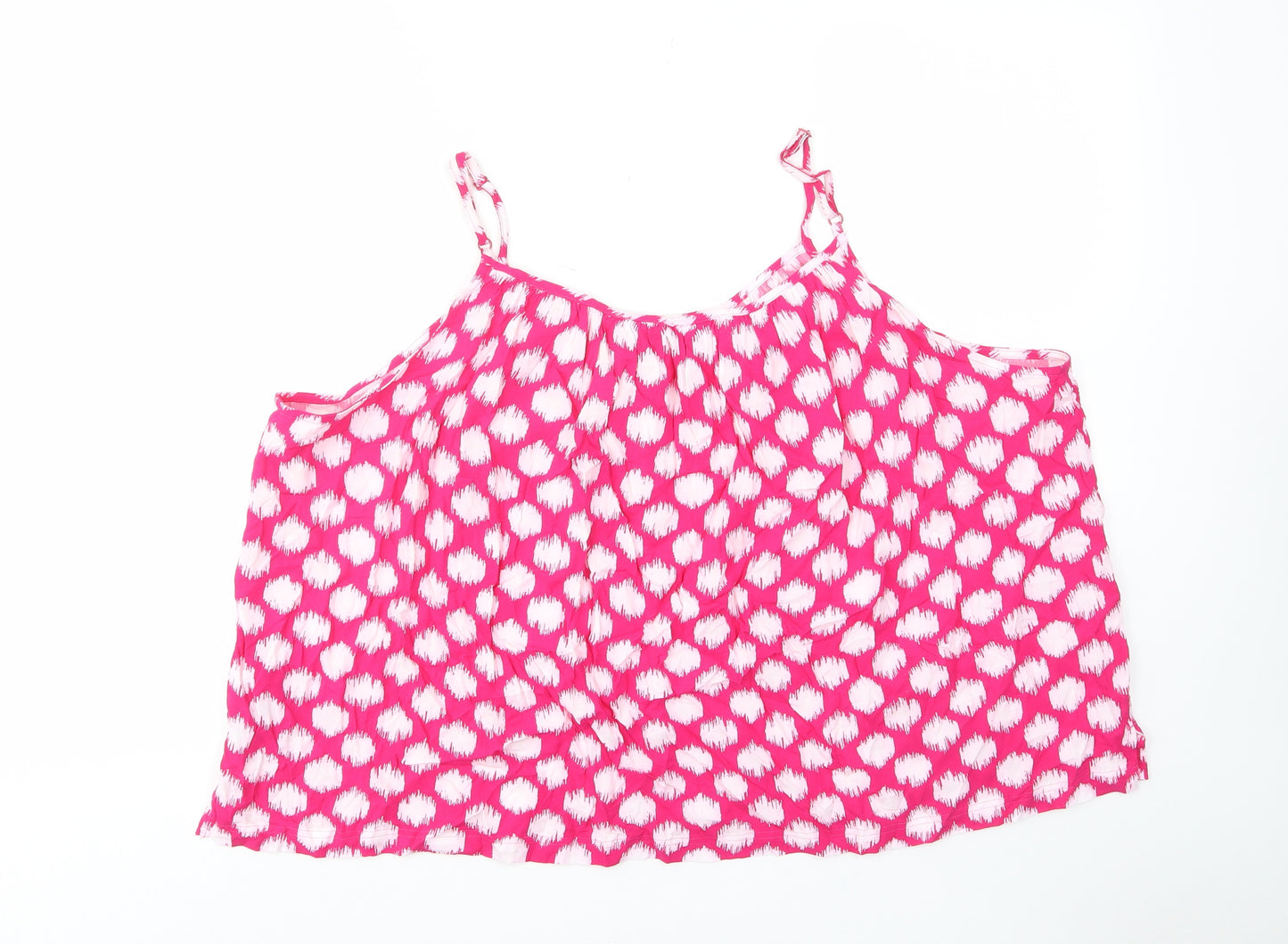 Marks and Spencer Womens Pink Geometric Viscose Camisole Tank Size 24 Scoop Neck - Straps, Pleated