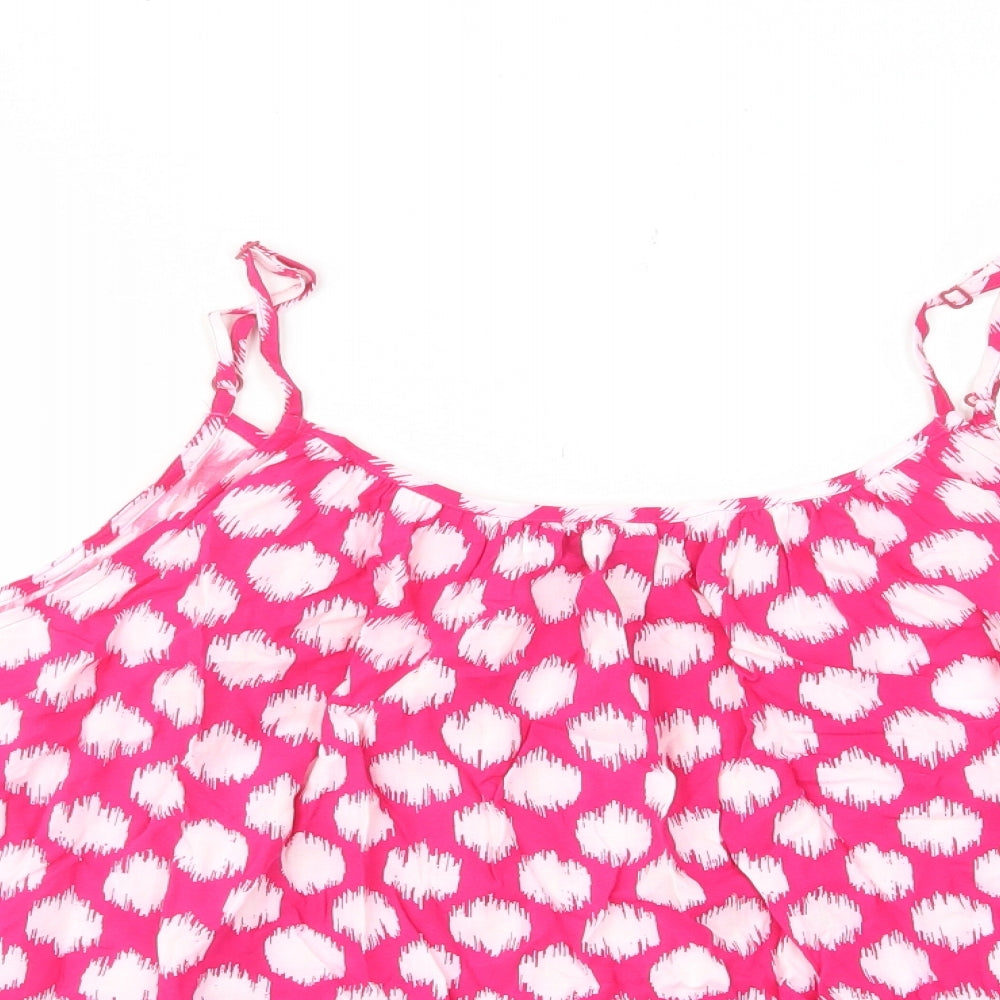 Marks and Spencer Womens Pink Geometric Viscose Camisole Tank Size 24 Scoop Neck - Straps, Pleated