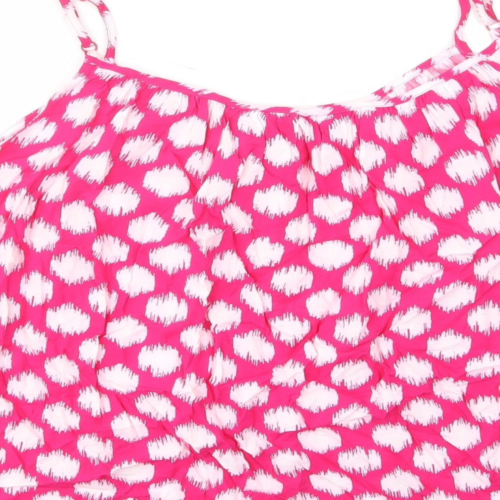 Marks and Spencer Womens Pink Geometric Viscose Camisole Tank Size 24 Scoop Neck - Straps, Pleated