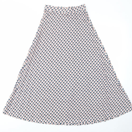Marks and Spencer Womens Pink Geometric Polyester A-Line Skirt Size 6 - Elastic waist