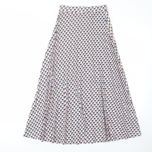 Marks and Spencer Womens Pink Geometric Polyester A-Line Skirt Size 6 - Elastic waist