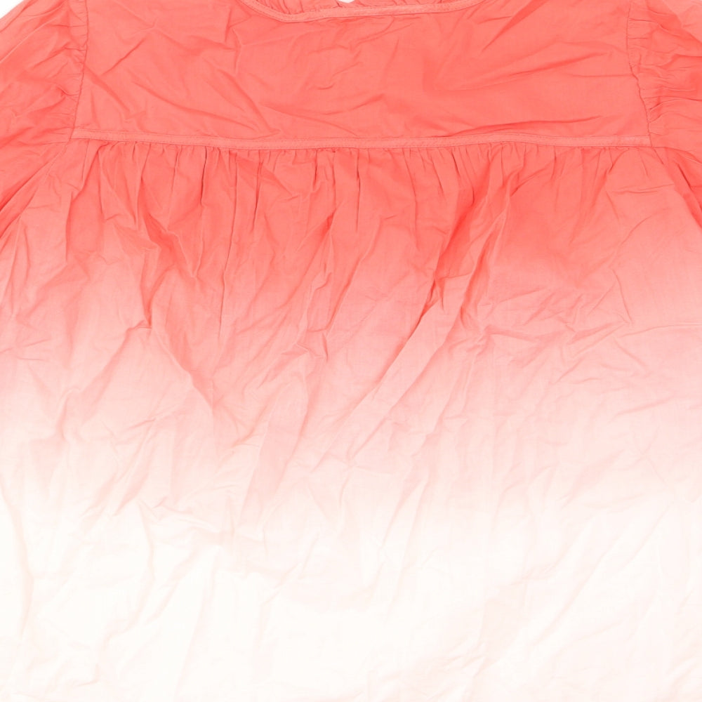 Per Una Womens Red Cotton Basic Blouse Size 8 Crew Neck - Keyhole neck, Pleated, Ombre