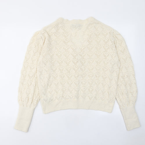 Marks and Spencer Womens Ivory V-Neck Cotton Cardigan Jumper Size L