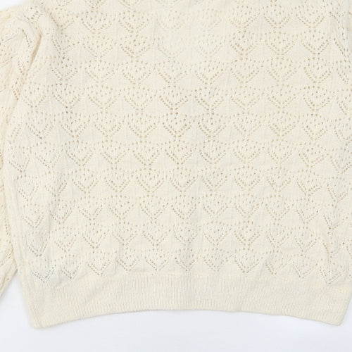 Marks and Spencer Womens Ivory V-Neck Cotton Cardigan Jumper Size L