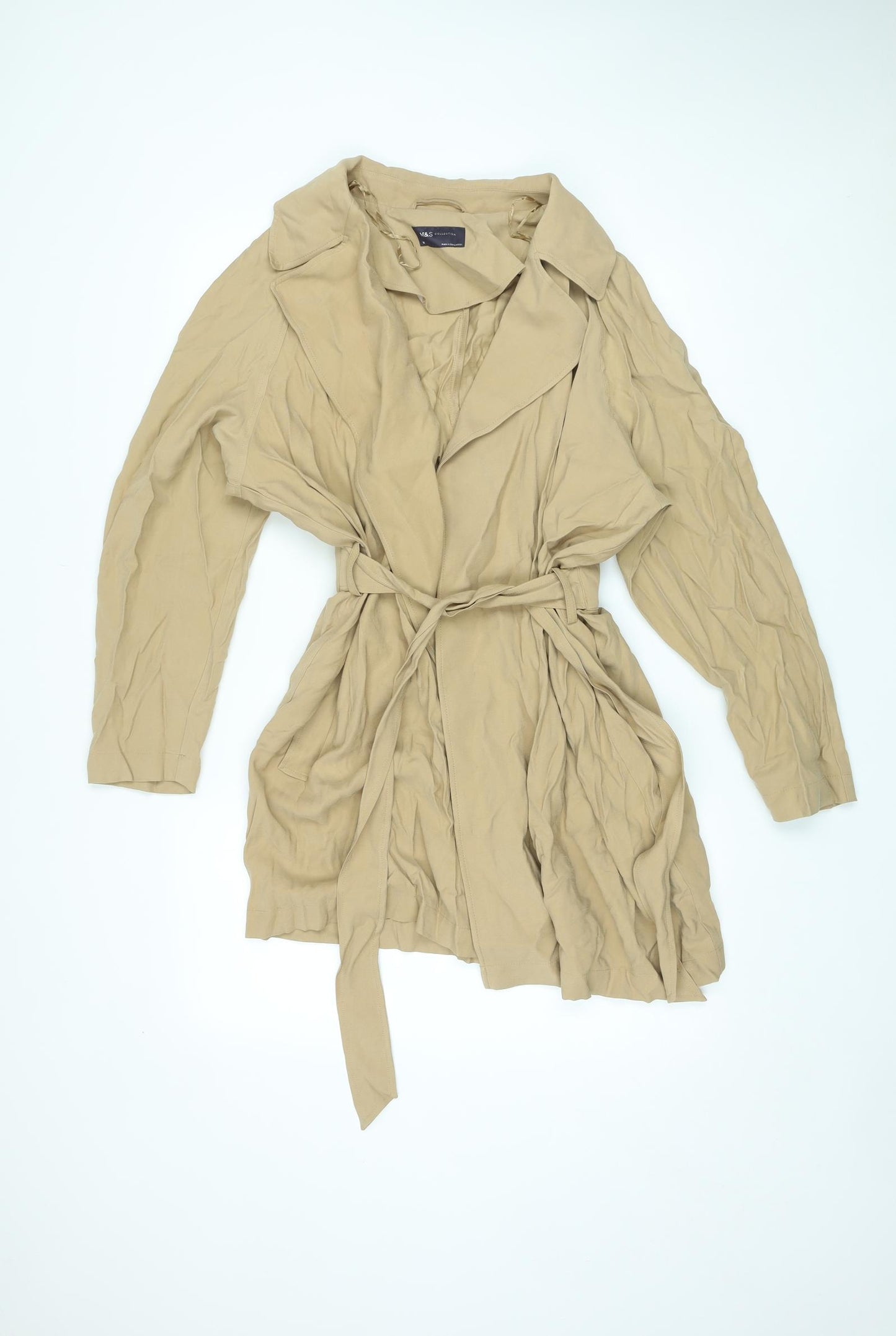 Marks and Spencer Womens Beige Trench Coat Coat Size 16 Tie - Belted