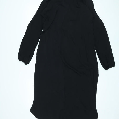 Marks and Spencer Womens Black Polyester Shirt Dress Size 10 Collared Button