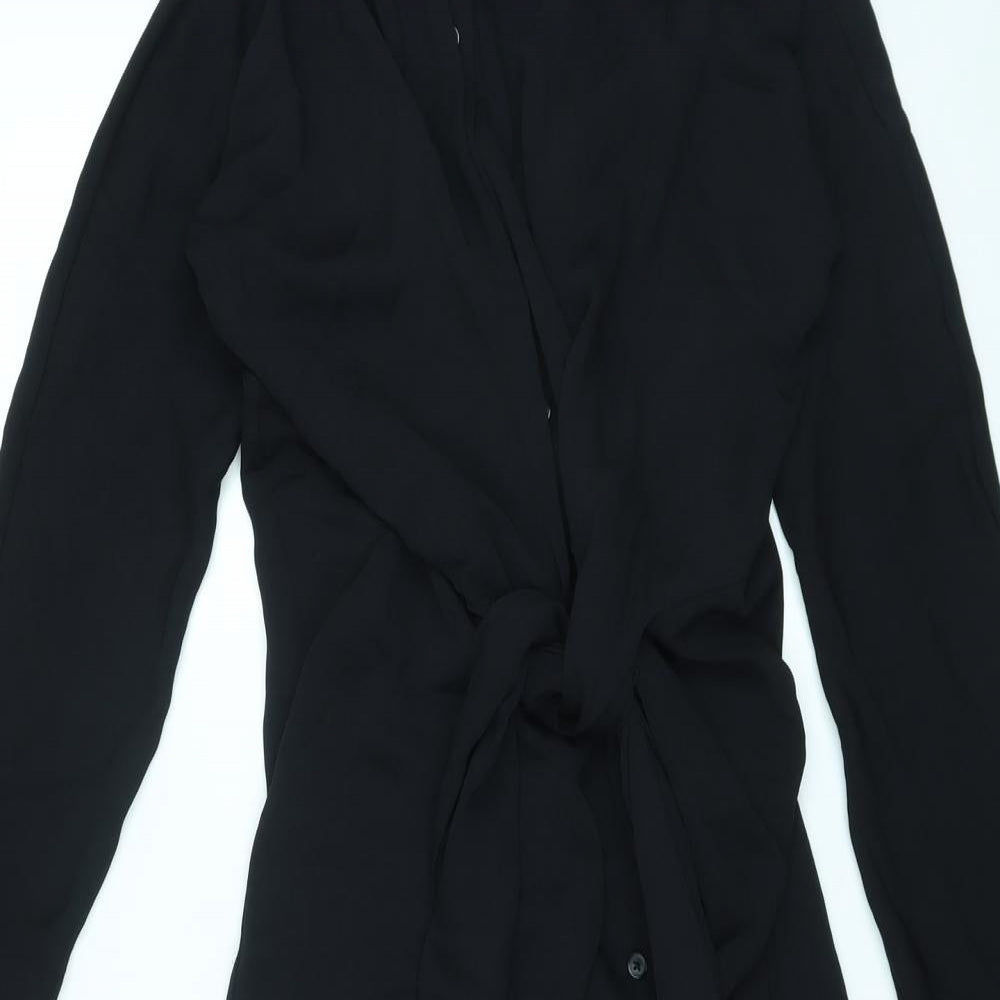 Marks and Spencer Womens Black Polyester Shirt Dress Size 10 Collared Button