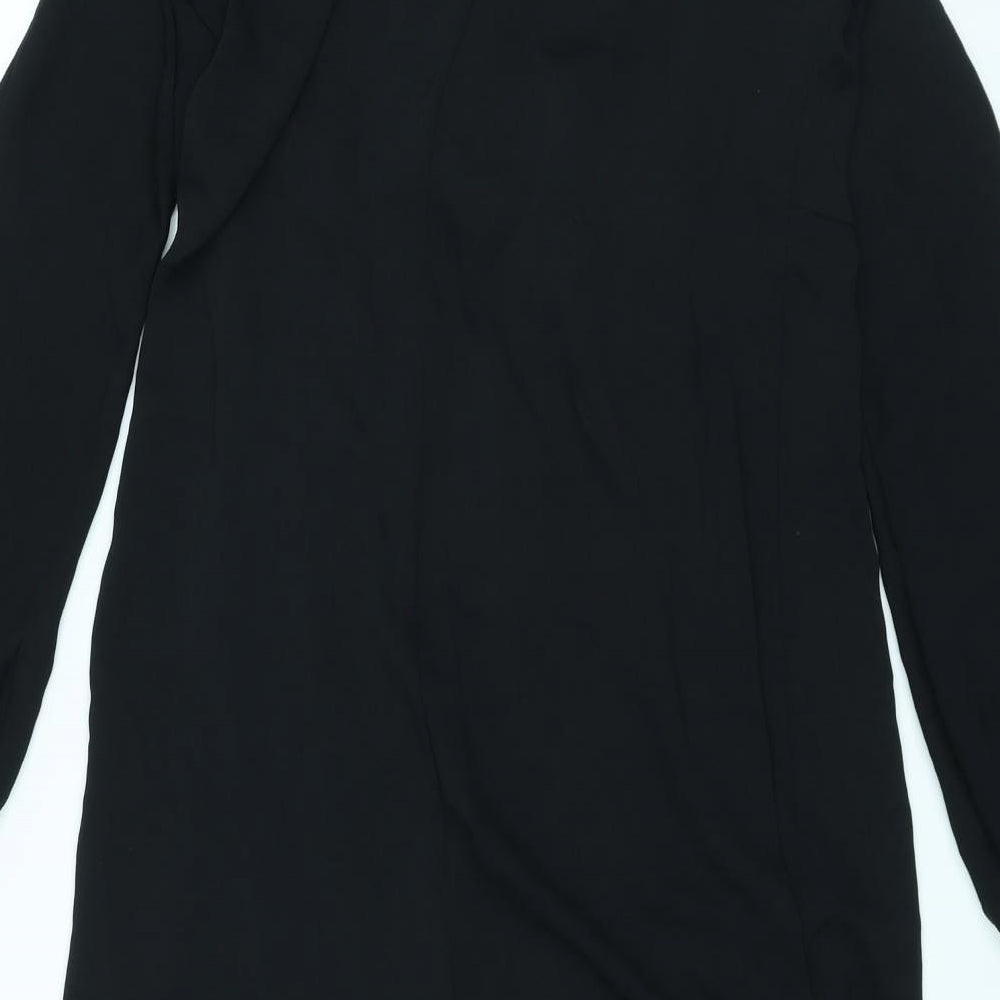 Marks and Spencer Womens Black Polyester Shirt Dress Size 10 Collared Button