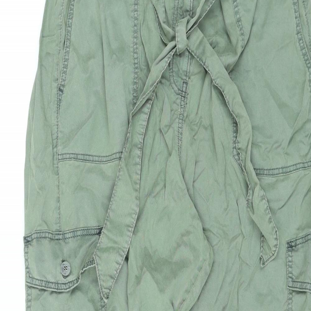Marks and Spencer Womens Green Lyocell Cargo Trousers Size 20 L21 in Regular Zip - Belted