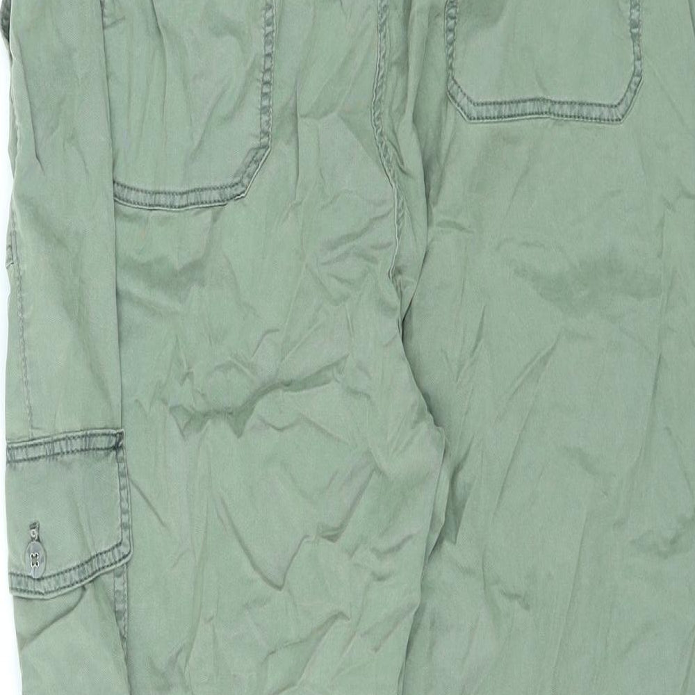 Marks and Spencer Womens Green Lyocell Cargo Trousers Size 20 L21 in Regular Zip - Belted