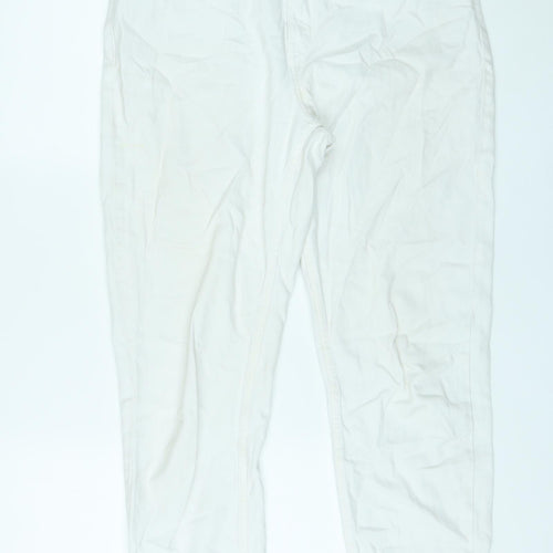 Denim & Co. Womens White Cotton Straight Jeans Size 12 L25 in Regular Zip - Cropped