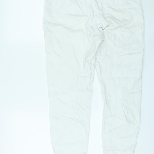 Denim & Co. Womens White Cotton Straight Jeans Size 12 L25 in Regular Zip - Cropped