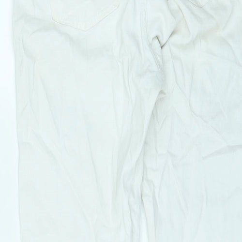 Denim & Co. Womens White Cotton Straight Jeans Size 12 L25 in Regular Zip - Cropped