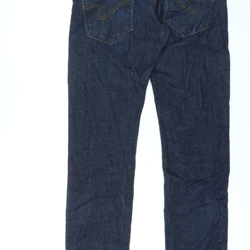 Inside & Co Womens Blue Cotton Straight Jeans Size 14 L31 in Regular Button