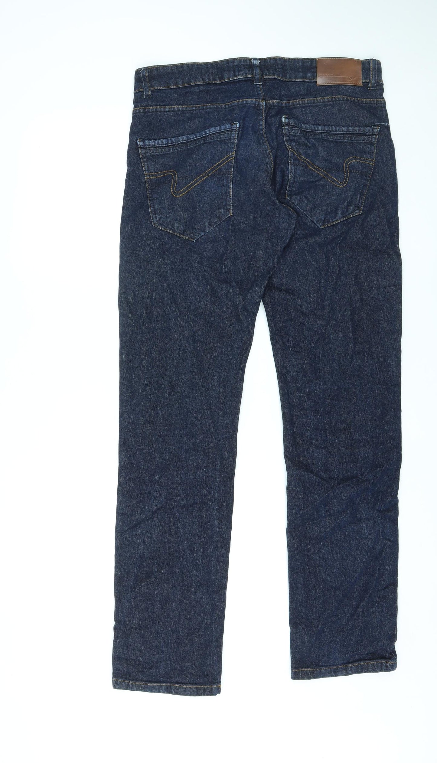 Inside & Co Womens Blue Cotton Straight Jeans Size 14 L31 in Regular Button