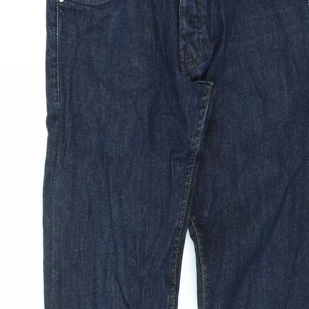 Inside & Co Womens Blue Cotton Straight Jeans Size 14 L31 in Regular Button