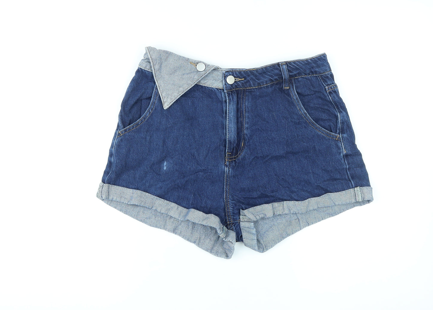 Cento Womens Blue Cotton Boyfriend Shorts Size M L3 in Regular Zip