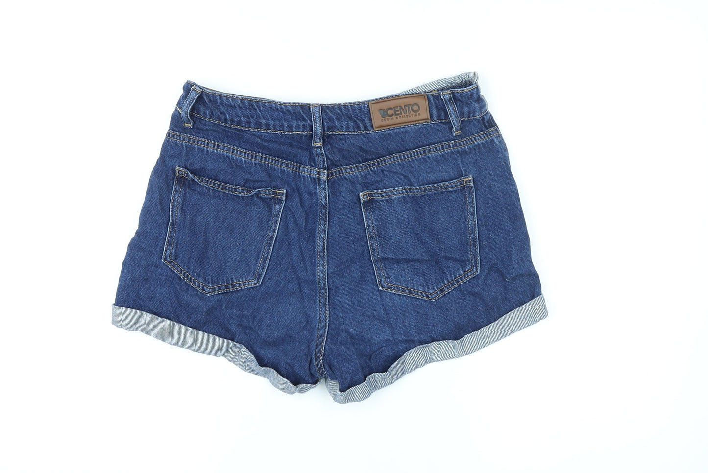 Cento Womens Blue Cotton Boyfriend Shorts Size M L3 in Regular Zip