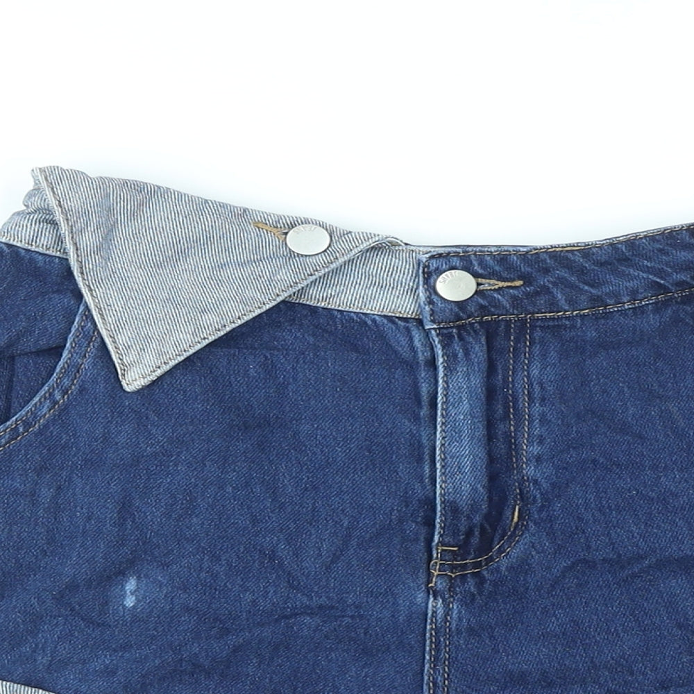 Cento Womens Blue Cotton Boyfriend Shorts Size M L3 in Regular Zip