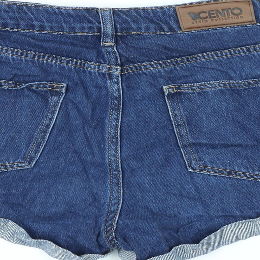 Cento Womens Blue Cotton Boyfriend Shorts Size M L3 in Regular Zip
