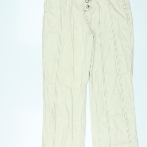 Wishne Womens Ivory Cotton Straight Jeans Size 10 L29 in Regular Button