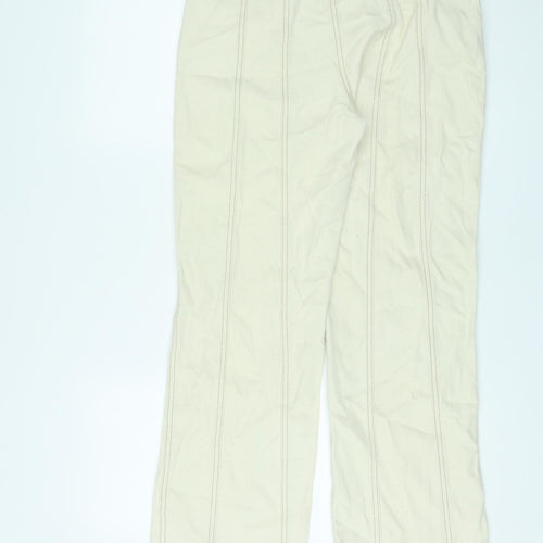 Wishne Womens Ivory Cotton Straight Jeans Size 10 L29 in Regular Button
