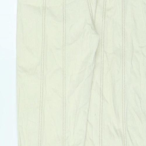 Wishne Womens Ivory Cotton Straight Jeans Size 10 L29 in Regular Button