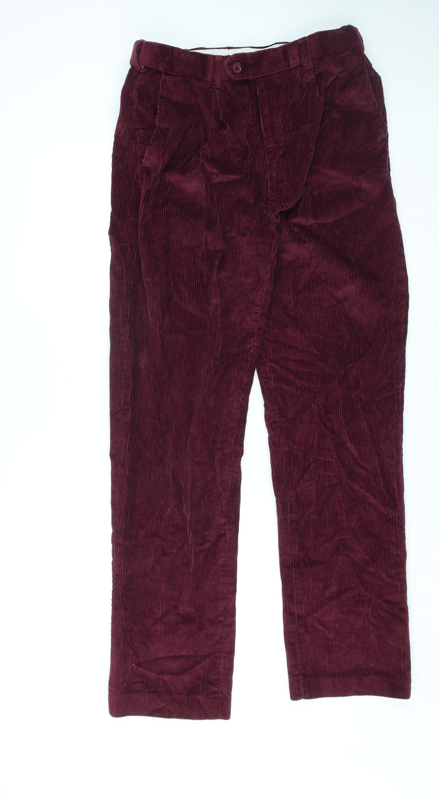 Peter Christian Mens Purple Cotton Trousers Size 34 in L33 in Regular Zip
